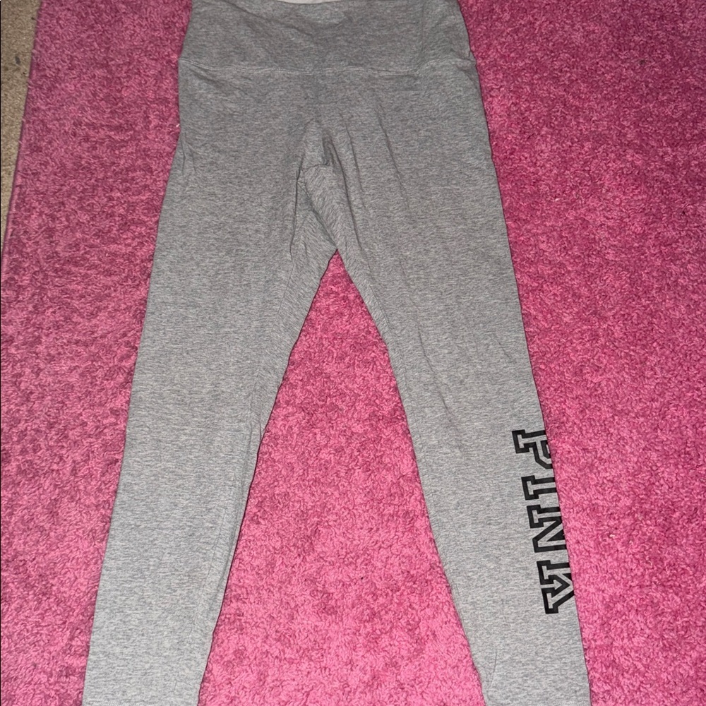 PINK Victoria's Secret Grey Yoga Top with Bold Logo